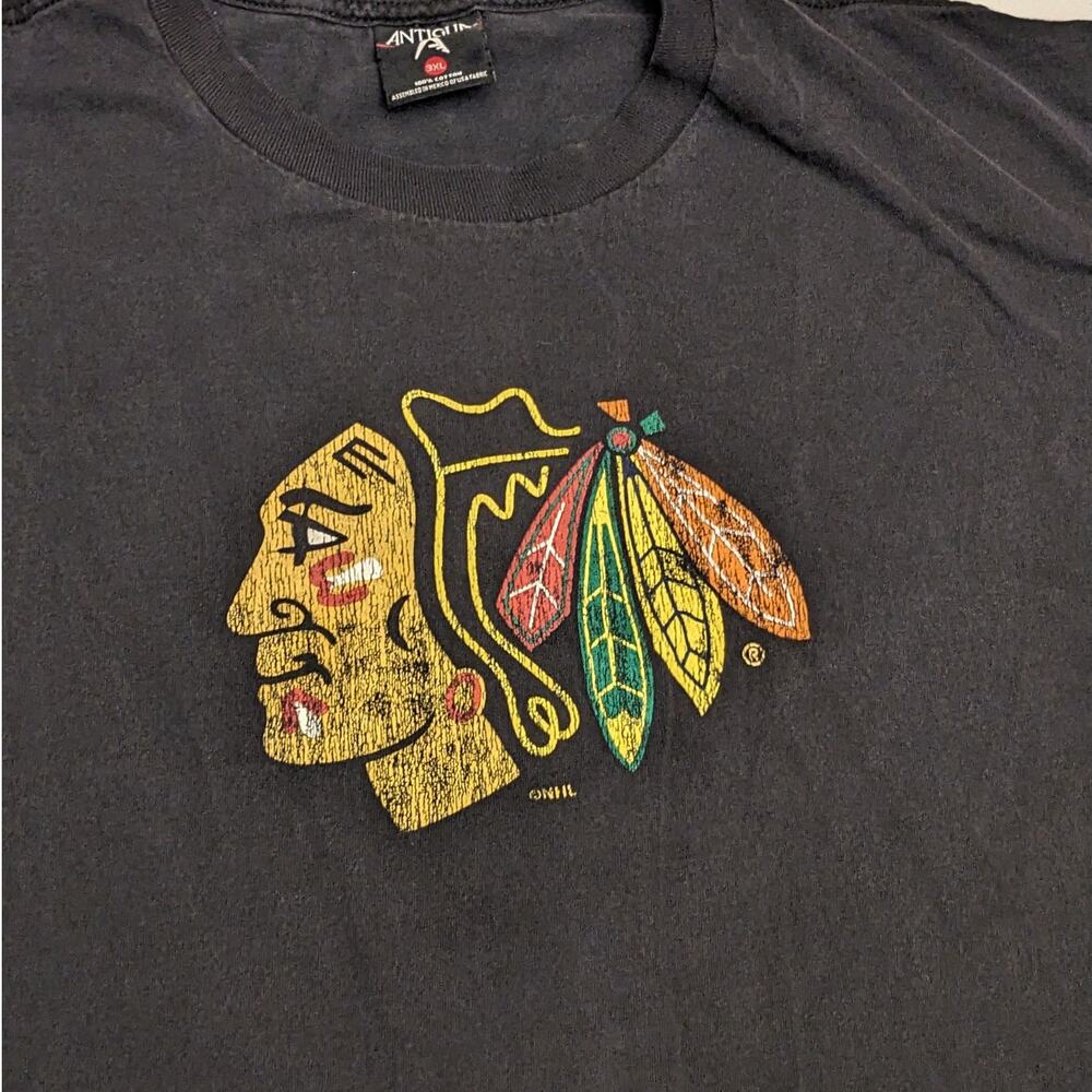 Vintage Antigua Chicago Blackhawks Shirt Men 3XL NHL Graphic Tee Long Sleeve